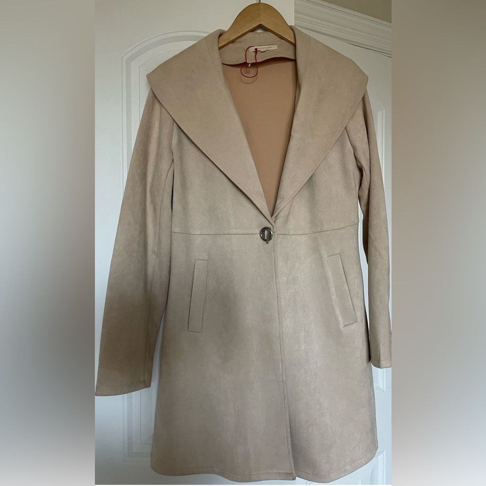 Solitaire Cardigan Women's Faux Suede Open Cardigan Size Large New